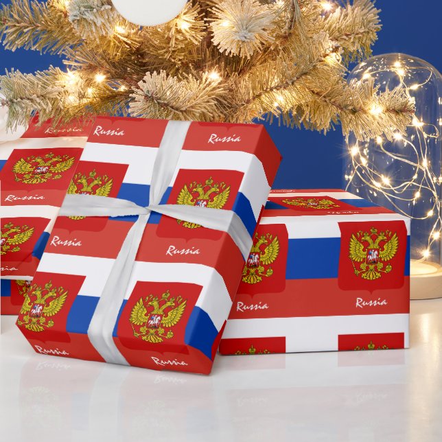 Russian Flag, Eagle & Russia gifts /sports fans Wrapping Paper (Holidays)