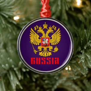 Russian Flag Imperial Eagle Russian Orthodox Metal Tree Decoration