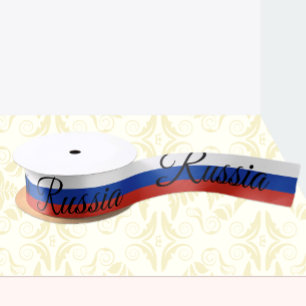 Russian Flag & Russia travel, holiday / sports Satin Ribbon