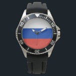 Russian Flag (Russia) Watch<br><div class="desc">This design features the national flag of Russia (otherwise known as the Russian Federation), which is a transcontinental country spanning Eastern Europe and Northern Asia. Russia is the largest country in the world and it is the most populous country in Europe. Russia consists of more than one eighth of the...</div>