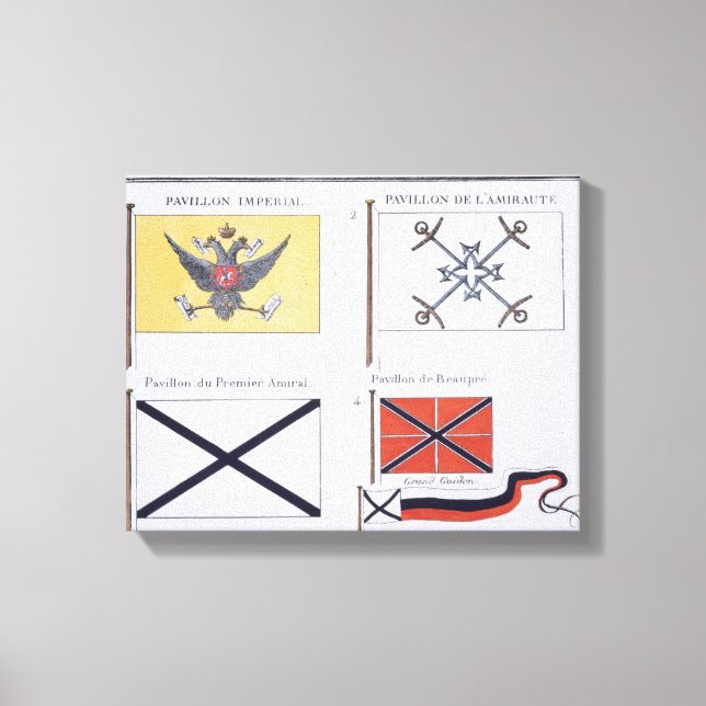 Russian Flags, from a French book of Flags, c.1819 Canvas Print (Front)