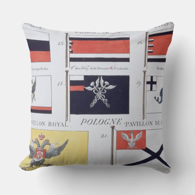 Russian Flags, from a French book of Flags, c.1819 Cushion (Front)