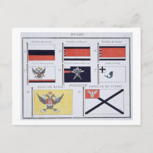 Russian Flags, from a French book of Flags, c.1819 Postcard