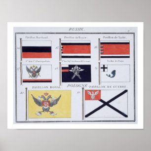Russian Flags, from a French book of Flags, c.1819 Poster
