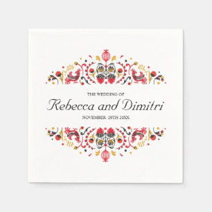 Russian Folk Art Khokhloma Elegant Wedding Napkin