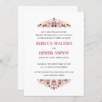 Russian Folk Art  Khokhloma Flower Formal Wedding