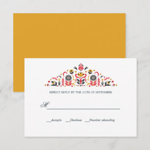 Russian Folk Art Khokhloma Formal WEDDING RSVP Card