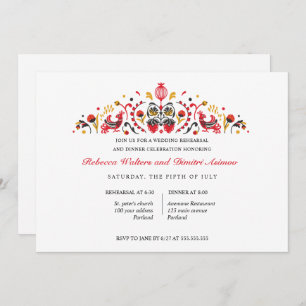 Russian Folk Art Khokhloma  Rehearsal Dinner Invitation