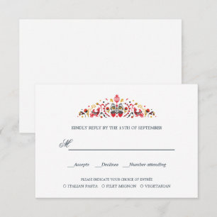 Russian Folk Art  WEDDING RSVP MEAL CHOICE Card
