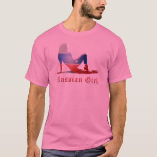 Russian Girl Silhouette Flag T-Shirt