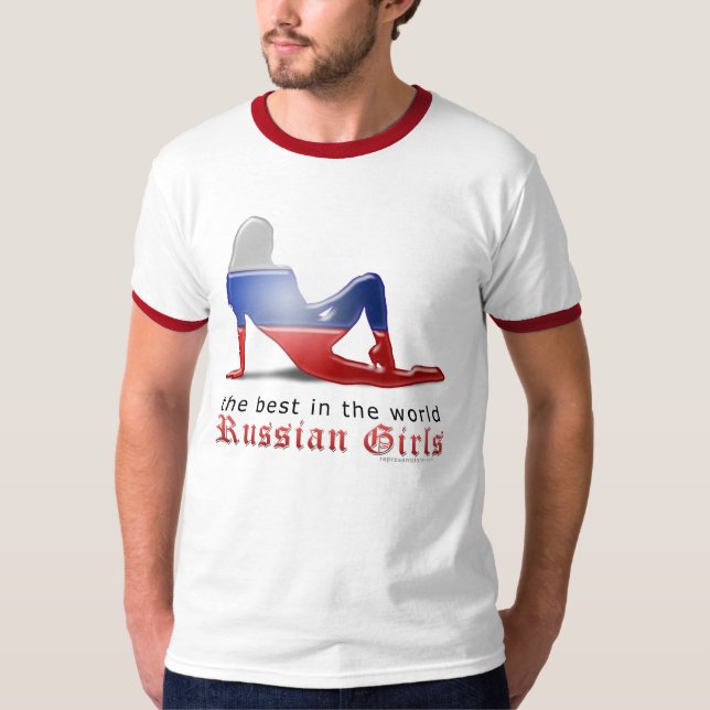 Russian Girl Silhouette Flag T-Shirt (Front)
