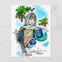 Russian girl wish you a happy new year, vintage