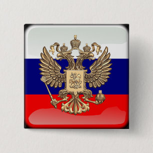 Russian glossy flag 15 cm square badge