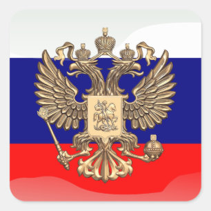 Russian glossy flag square sticker