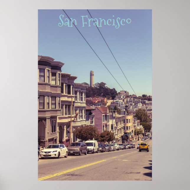 Russian Hill with Coit Tower Poster (Front)