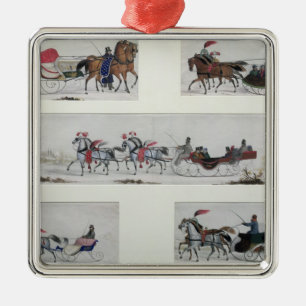 Russian Horse Drawn Sleighs Metal Tree Decoration