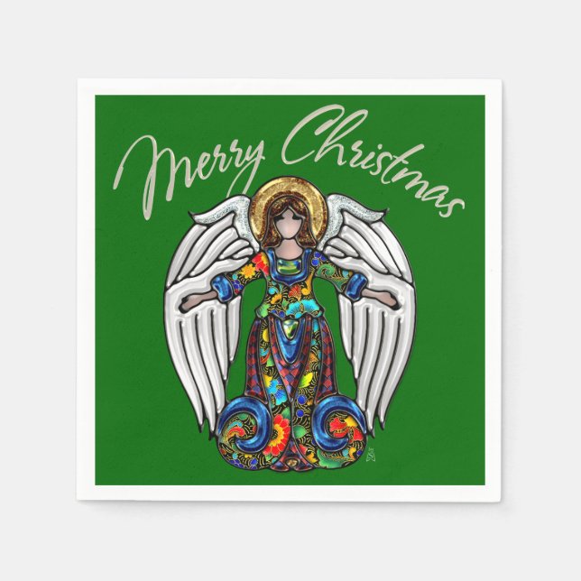 Russian Icon Guardian Angel for Christmas Napkin (Front)