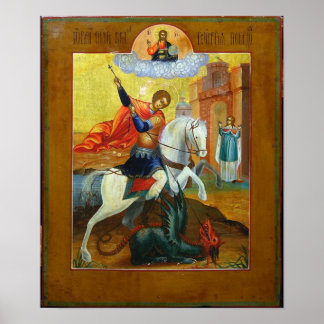 Russian Icon of St. George and the Dragon Poster