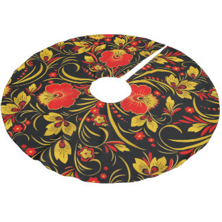 Russian khokhloma brushed polyester tree skirt