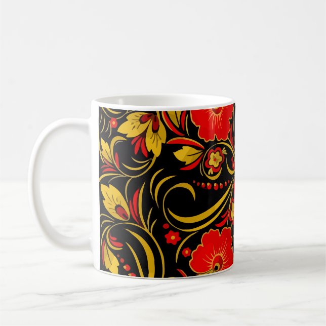 Russian khokhloma coffee mug (Left)