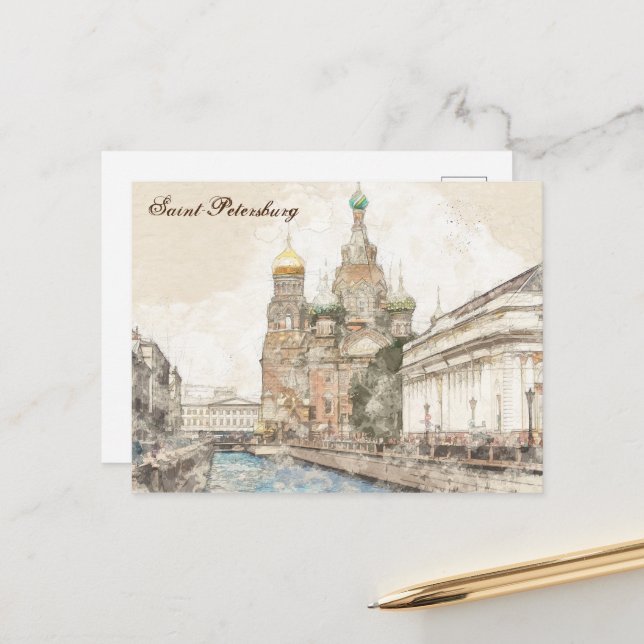Russian Landmark Postcard – Savior on Spilled (Front/Back In Situ)