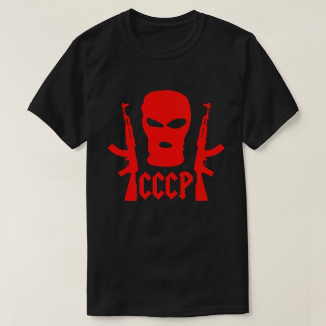 Russian Mafia Guns CCCP USSR Russian Gangster Red  T-Shirt (Design Front)