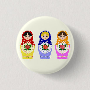 Russian matryoshka dolls 3 cm round badge