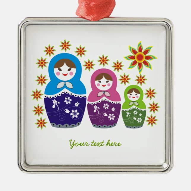 Russian Matryoshka Dolls custom ornament (Front)