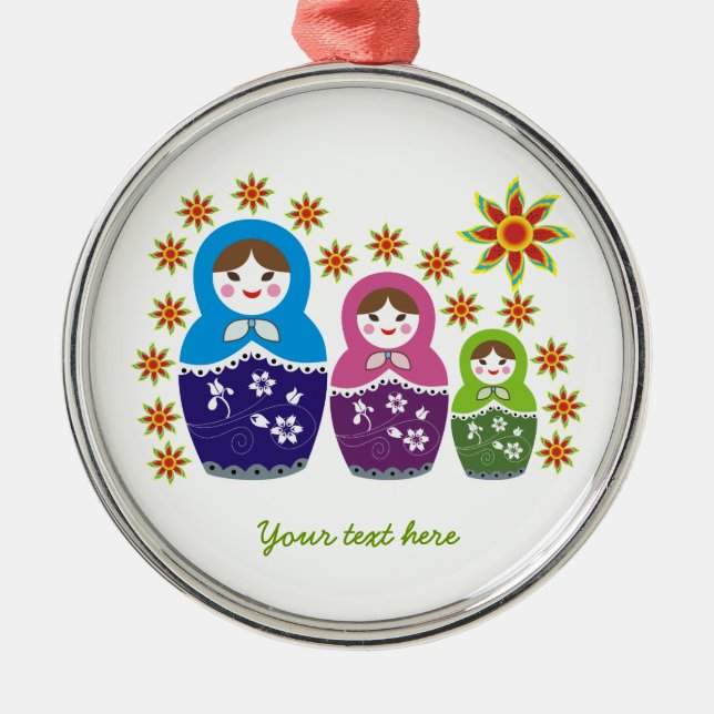 Russian Matryoshka Dolls custom ornament (Front)