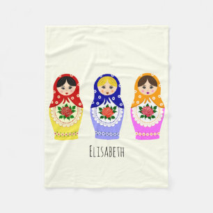 Russian matryoshka dolls fleece blanket