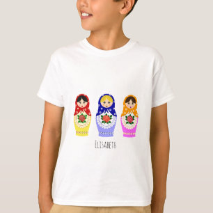 Russian matryoshka dolls kids shirt