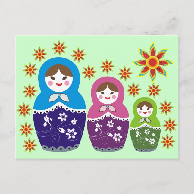 Russian Matryoshka Dolls Postcards (Front)