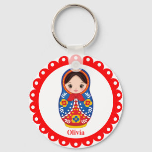 Russian Matryoshka, Nesting Babushka Doll Keychain