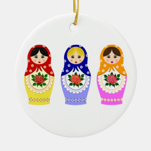 Russian matryoshka nesting dolls ceramic tree decoration