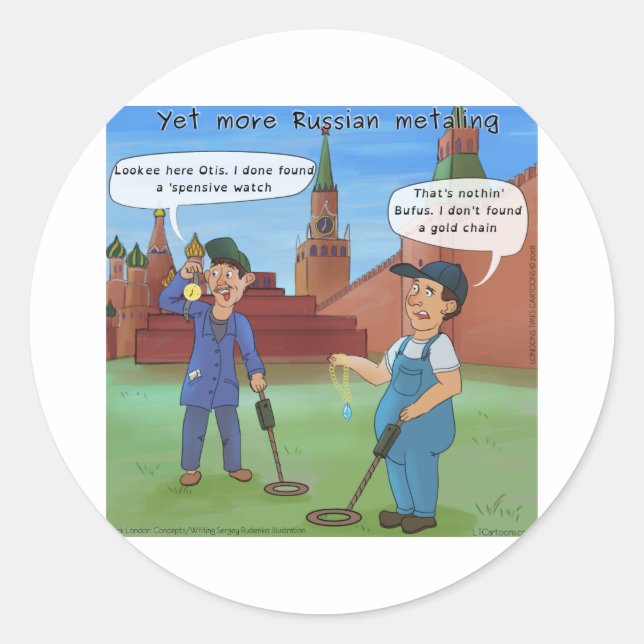 Russian Metal-Ing Funny Rick London Gifts Classic Round Sticker (Front)