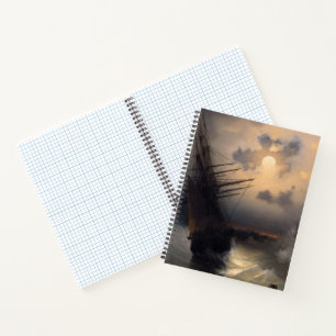 Russian Moonlit Sailing Ship Nautical Art Journal