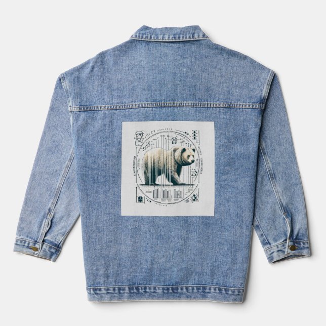 Russian Nana Bear wild Animal Denim Jacket (Back)