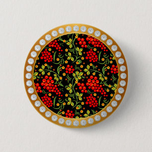Russian national pattern Hohloma 6 Cm Round Badge