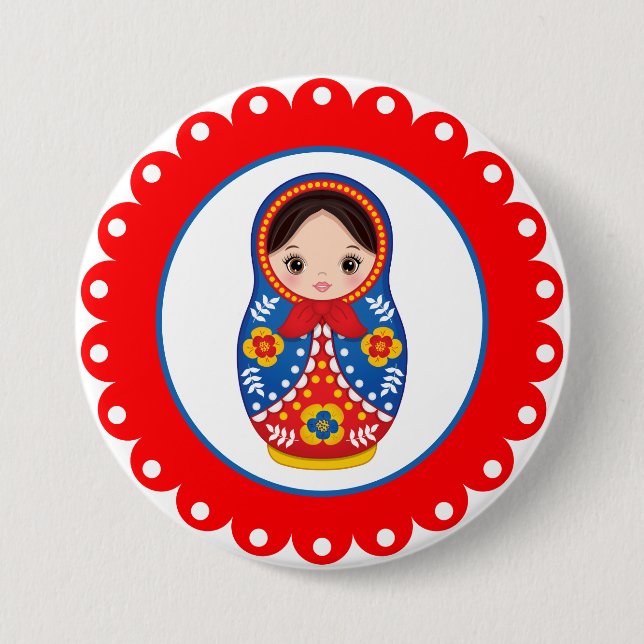 Russian Nesting Doll Matryoshka Button (Front)