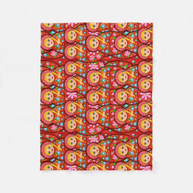 Russian Nesting Doll - Matryoshka Fleece Blanket (Front)