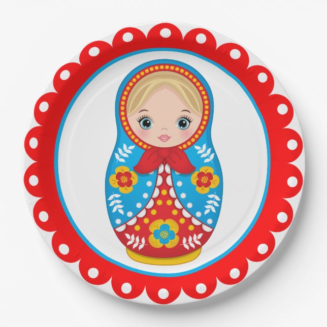 Russian Nesting Doll Matryoshka Paper Plate (Front)
