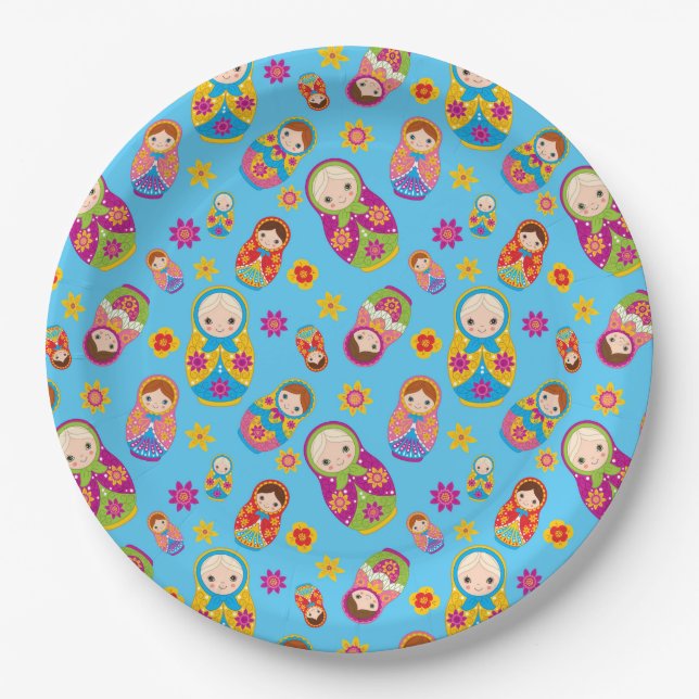 Russian Nesting Doll Matryoshka Paper Plate (Front)