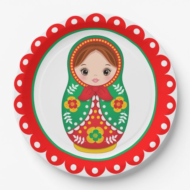 Russian Nesting Doll Matryoshka Paper Plate (Front)
