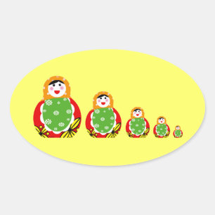 Russian nesting doll oval sticker