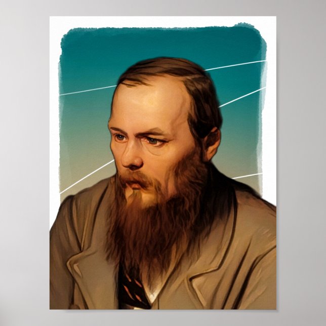 Russian Novelist Fyodor Dostoevsky illustration  Poster (Front)