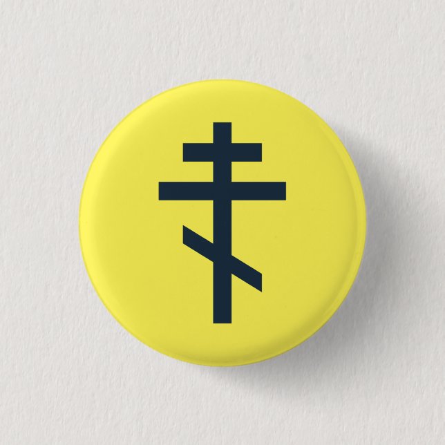 Russian Orthodox cross 3 Cm Round Badge (Front)