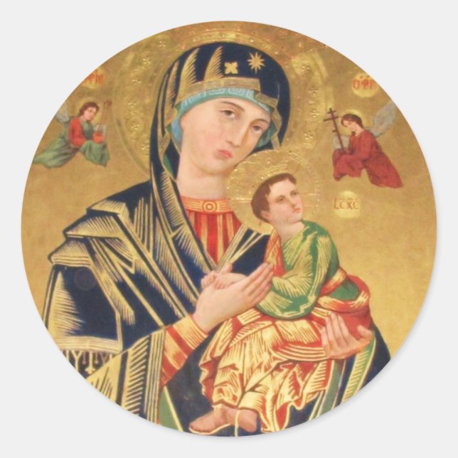 Russian Orthodox Icon - Virgin Mary and baby Jesus Classic Round Sticker (Front)