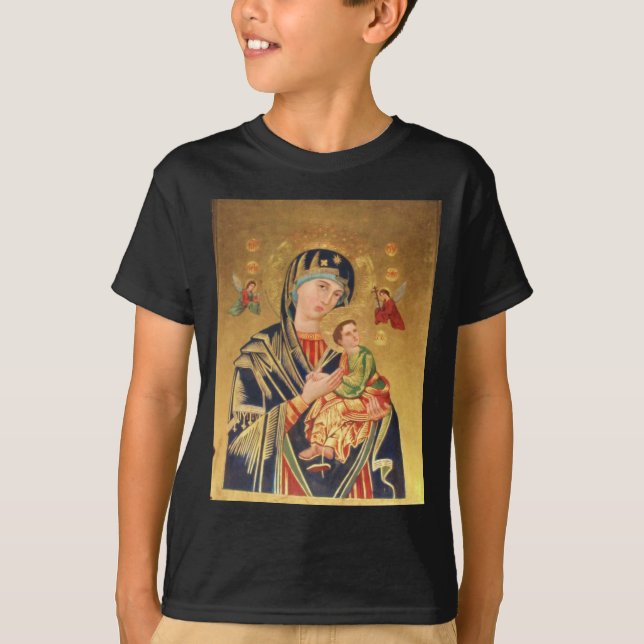 Russian Orthodox Icon - Virgin Mary and baby Jesus T-Shirt (Front)