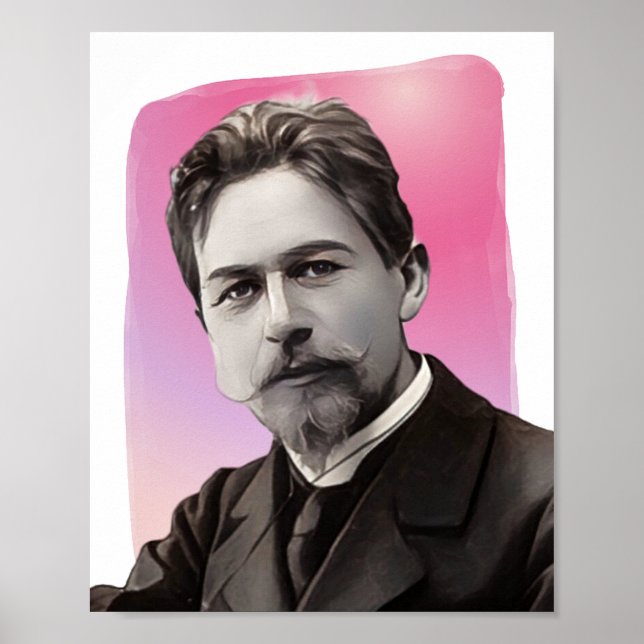Russian Playwright Anton Chekhov illustration  Poster (Front)