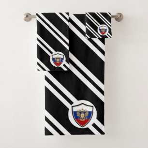 Russian shield flag-coat arms bath towel set